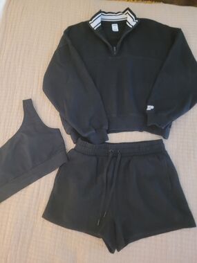 PINK Victoria's Secret Black Quarter‑Zip Sweatshirt